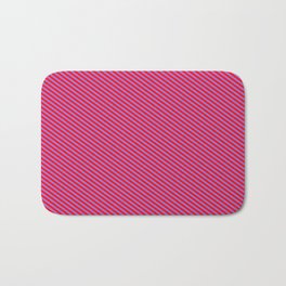 [ Thumbnail: Red and Purple Colored Lined Pattern Bath Mat ]