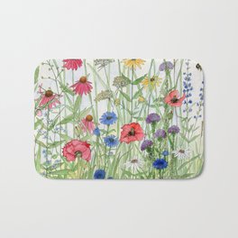 Watercolor of Garden Flower Medley Badematte