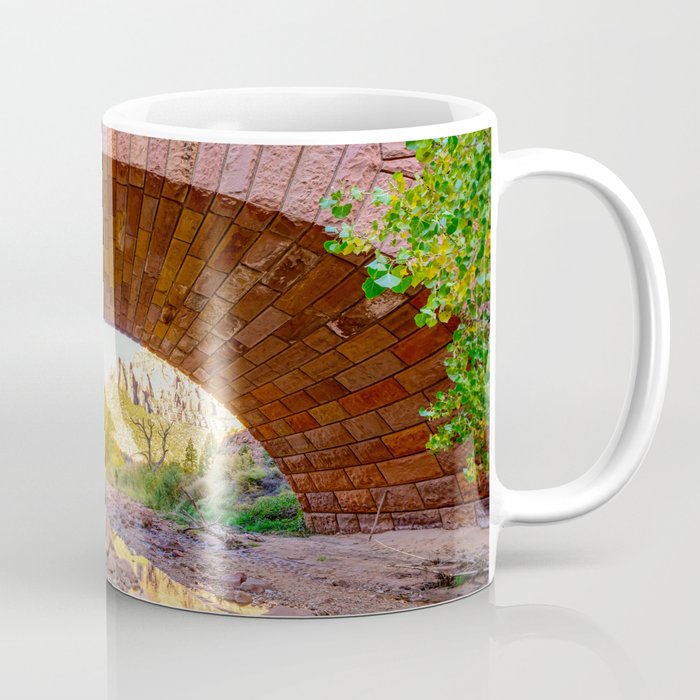 Autumn Colors and Water Reflections - Pine Creek Bridge, Zion National Park, Utah Coffee Mug