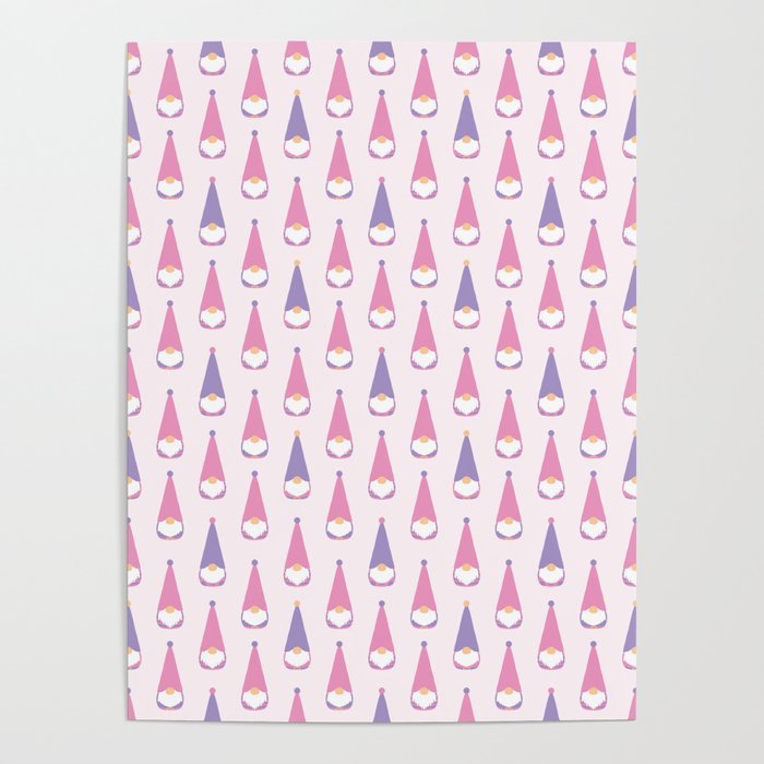 Gnomes Polka dot pattern. Digital Illustration background Poster