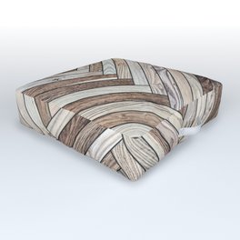 Seamless texture of wood parquet (herringbone). Floor natural pattern Outdoor Floor Cushion