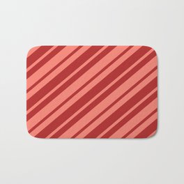 [ Thumbnail: Red and Salmon Colored Lines/Stripes Pattern Bath Mat ]