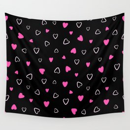 Pink Valentines Love Heart Collection Wall Tapestry