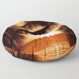 Perfect Palm Sunset (Color) Floor Pillow