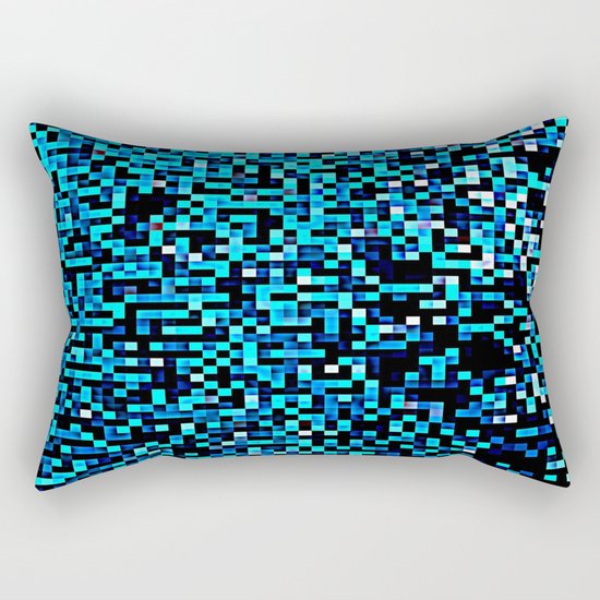 Turquoise Blue Aqua Black Pixels Rectangular Pillow