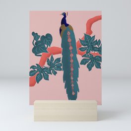 Teal Jungle Peacock Mini Art Print