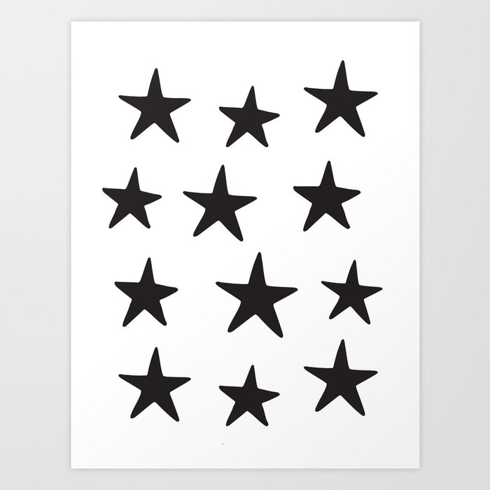 Star Pattern Black On White Kunstdrucke Star Pattern Black On White Kunstdrucke