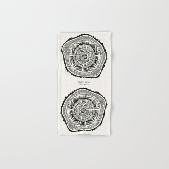 Paper Birch – Black Tree Rings Hand & Bath Towel