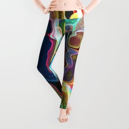 Psychedelic Abstract Neon Cellular Electric Art Leggings