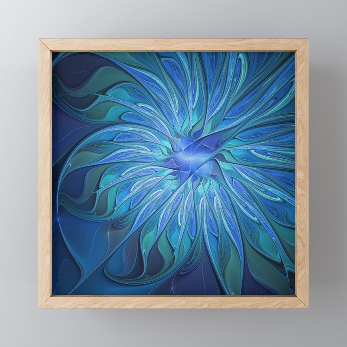 Floral Imagination with Blue Framed Mini Art Print