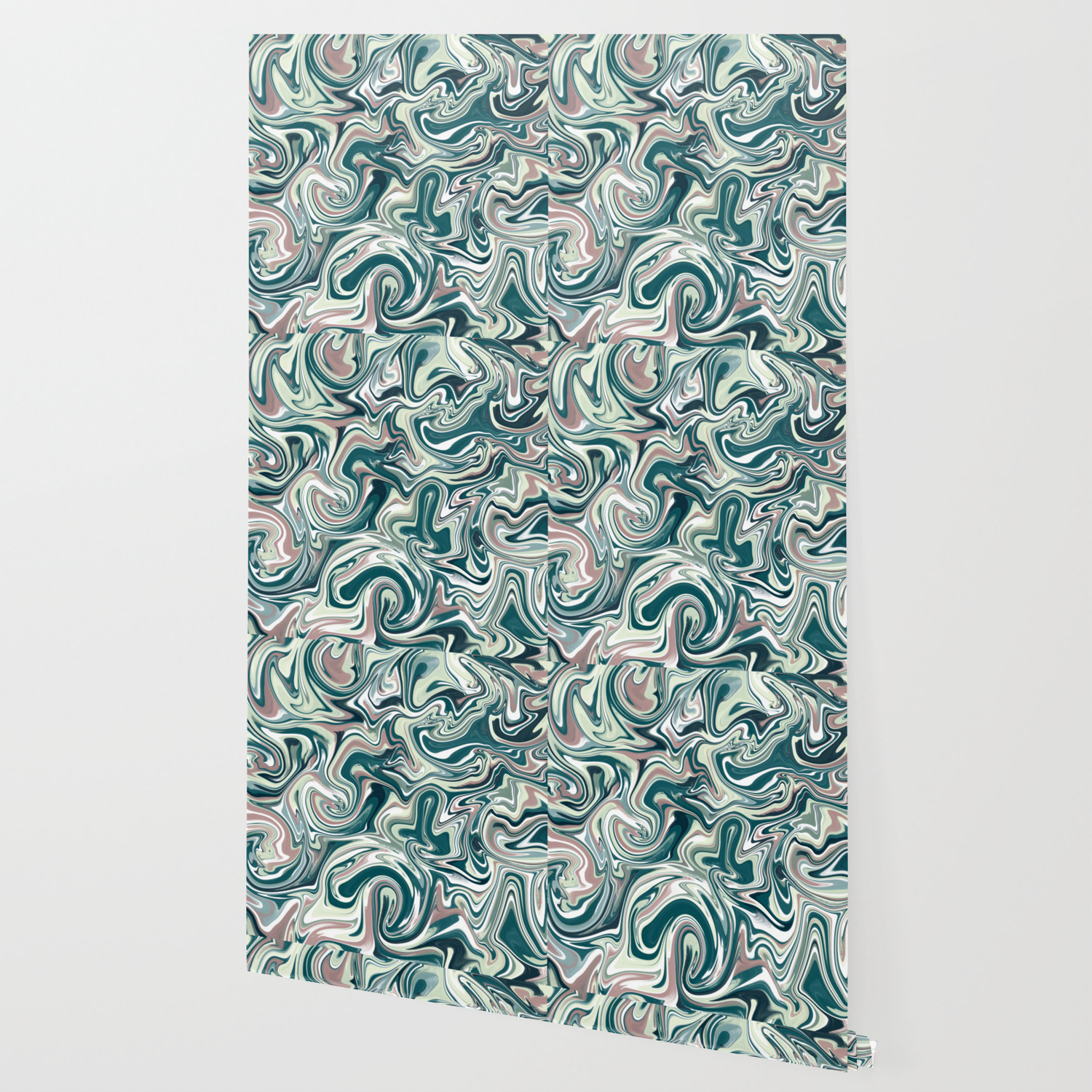 Marbling Green Rose Abstract Art Digital Painting Gift Wallpaper