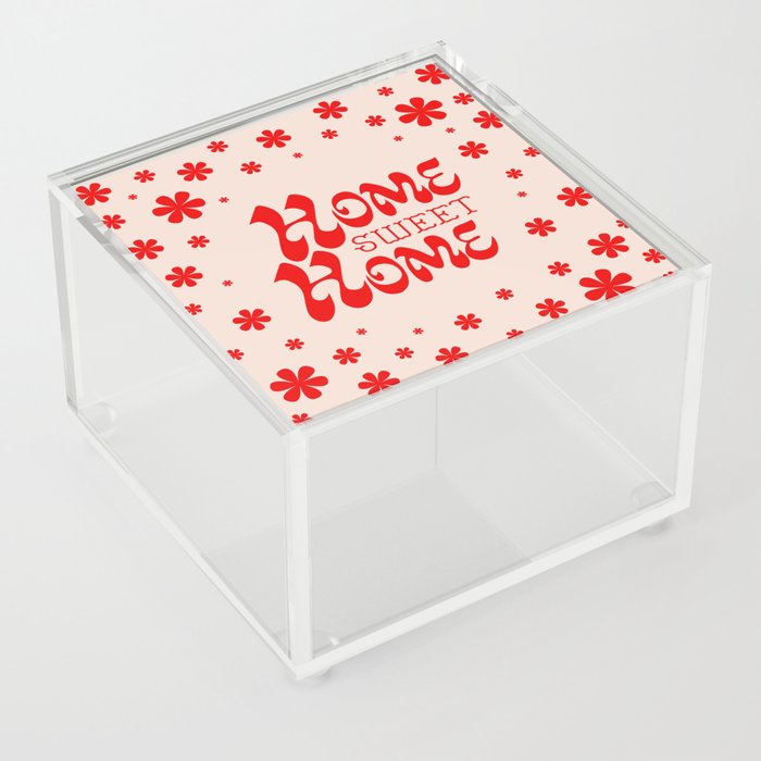 Home Sweet Home, Red and Light Pink Acrylic Box