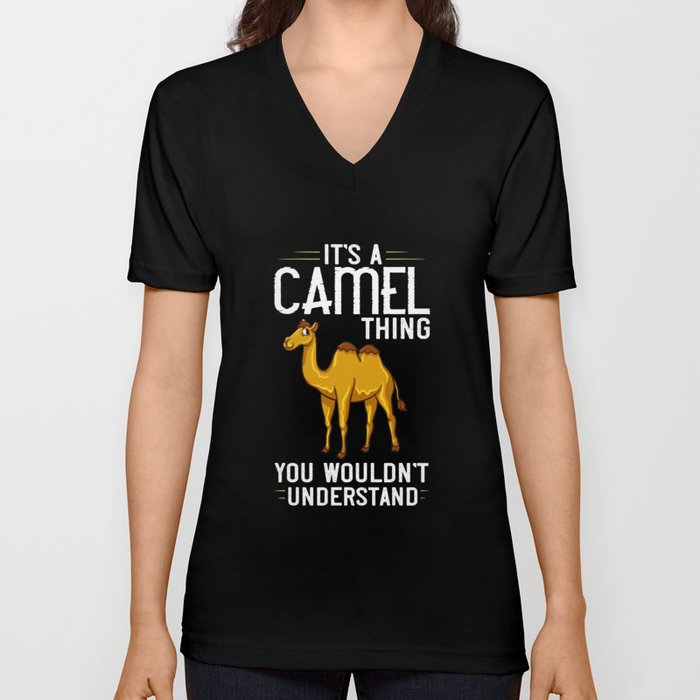Bactrian Camel Riding Farmer Dromedary Rider V Neck T Shirt