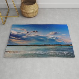Leaving Harwich, peaceful seascape with dramatic god-rays Rug