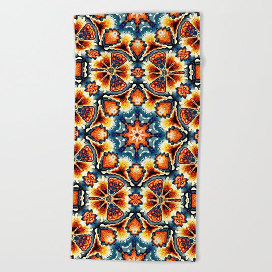 Colorful Concentric Motif Beach Towel