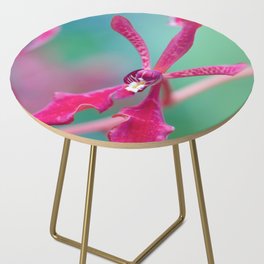Exotic Pink Orchid In Green Side Table