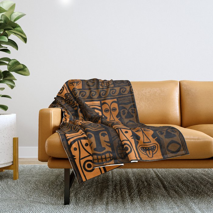 Sunset Orange Tikis! Throw Blanket