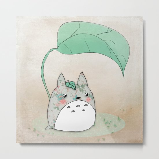 Floral Totoro Metal Print