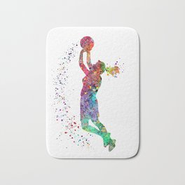 Basketball Girl Player Sports Art Print Badematte | Basketballplayer, Digital, Figurative, Gift, Watercolor, Basketballposter, Other, Basketballartprint, Arthomedecor, Graphicdesign 