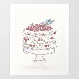 Sweet Art Pavlova Berries and Butterfly Art Print