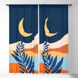 Moon and Night Bloomer Mountain Landscape Blackout Curtain