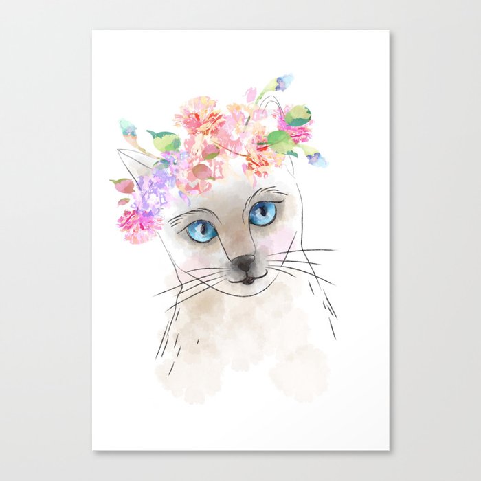 Cat water color painted Canvas Print
