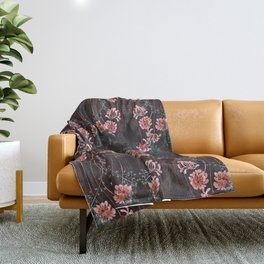 Art Nouveau floral pattern with lines – taupe Throw Blanket
