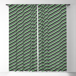 [ Thumbnail: Dim Gray, Light Green & Black Colored Lined/Striped Pattern Blackout Curtain ]