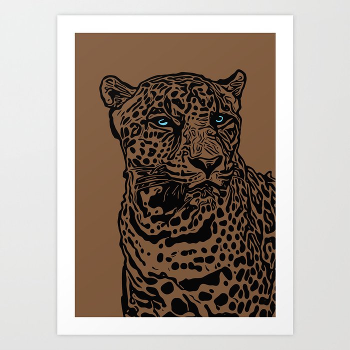 Monochrome Cheetah - Linocut Edition Art Print