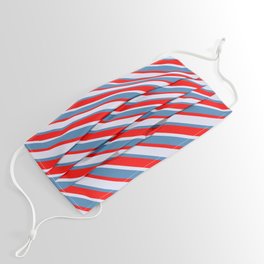[ Thumbnail: Lavender, Blue & Red Colored Lines/Stripes Pattern Face Mask ]