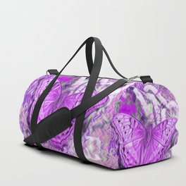Ultra-violet butterfly and abstract background Duffle Bag | Purple, Digital Manipulation, Nature, Chevron, Abstract, Modern, Pattern, Vibrant, Digital Art, Unique 