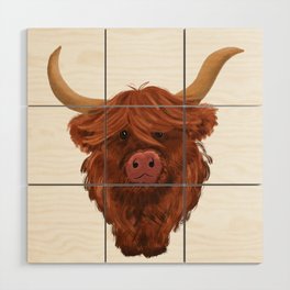 highland cow painting  Wood Wall Art