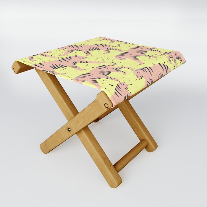 Peachy Tiger - yellow Folding Stool