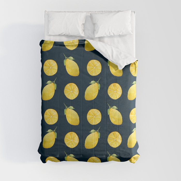 Watercolor Lemon Pattern Comforter