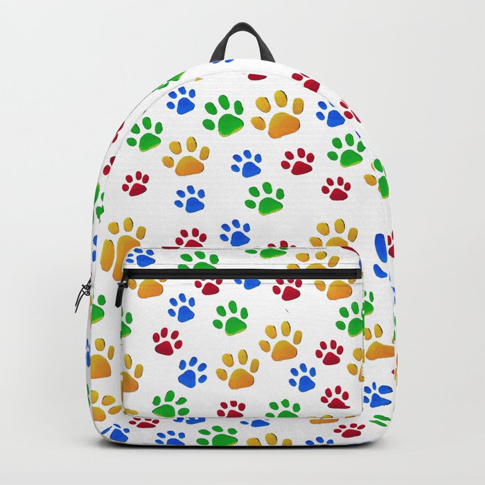 Dogs Paw Painting Dog Lover Red Blue Green Yellow Paws Backpack