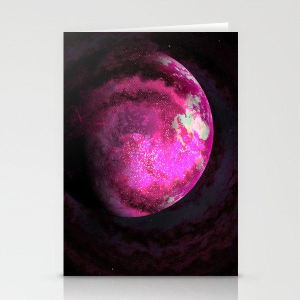 Pink Planet Stationery Cards