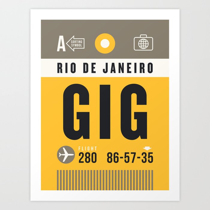 Luggage Tag A - GIG Rio De Janeiro Brazil Art Print