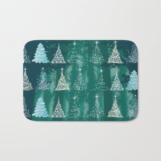 Christmas tree in the forest Bath Mat