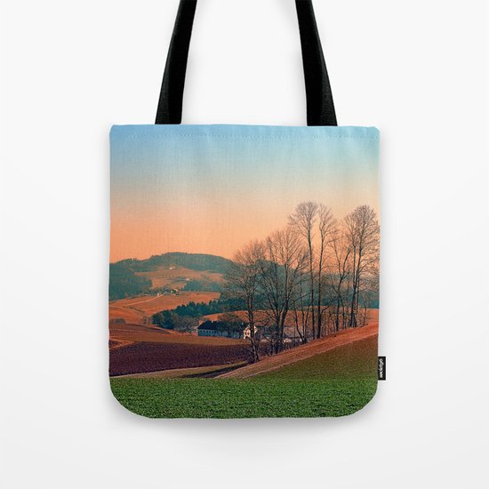 Trees, panorama and sunset | landscape photography Tote Bag