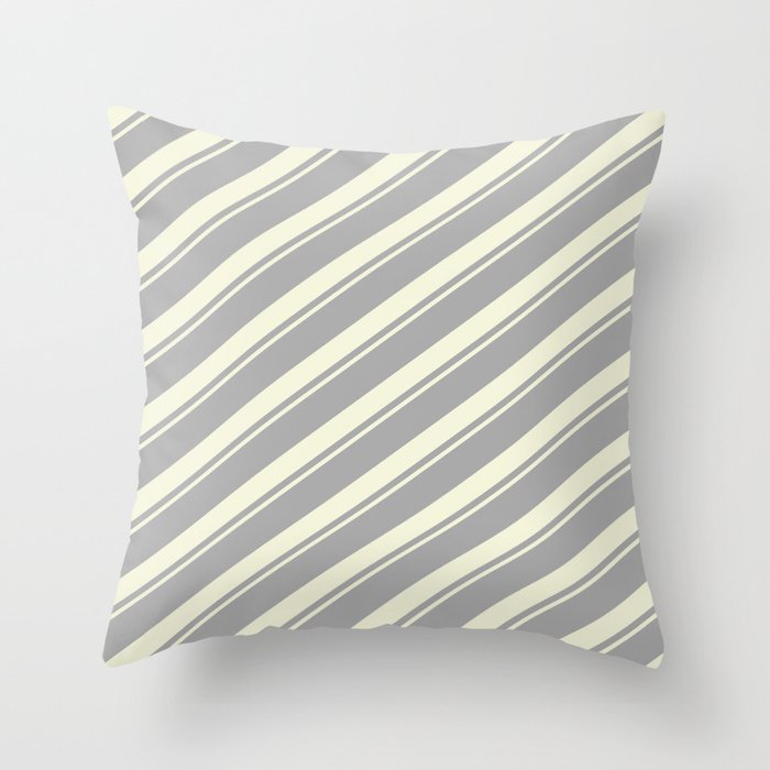 Dark Gray & Beige Colored Striped/Lined Pattern Throw Pillow