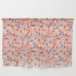 Meadow - Spring Floral Abstract Pattern Pink Wall Hanging
