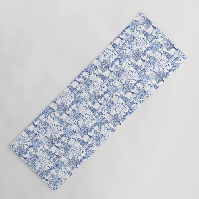 Pagoda Forest Blue and White Yoga Mat