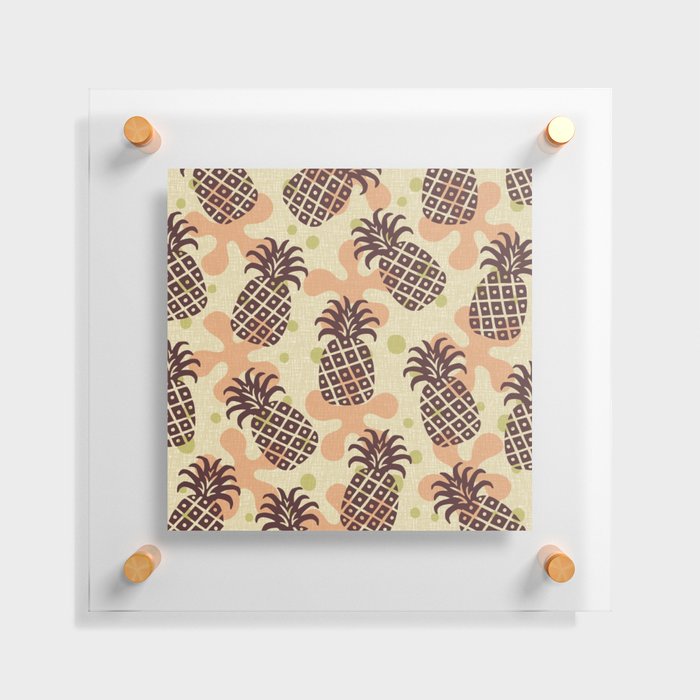 Tiki Pineapple 522 Brown Orange Green and Beige Floating Acrylic Print