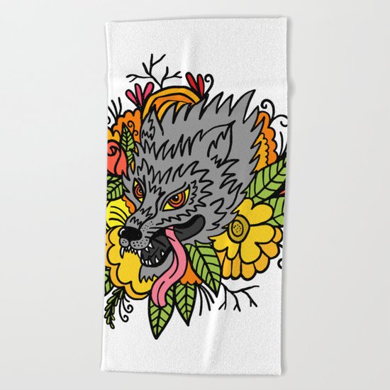 wild wolf Beach Towel