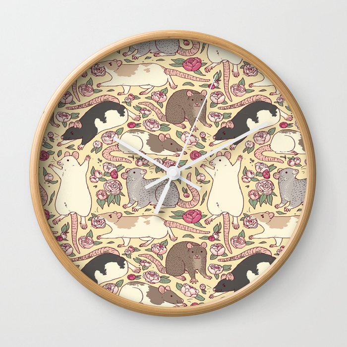 Rats & Peonies Wall Clock