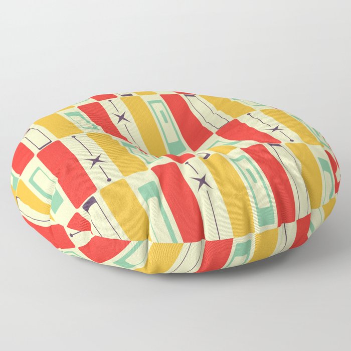 Retro Rectangle Block Pattern 9 Floor Pillow