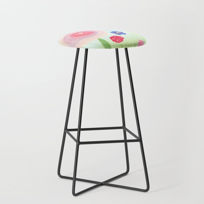 Flower Botanical Painting Acrylic Bar Stool