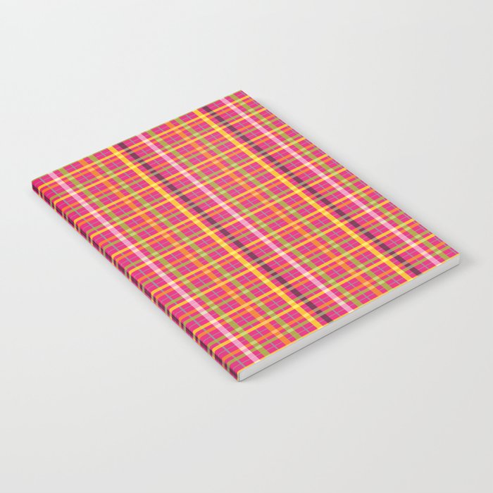 Gingham Pattern | Plaid Pattern | Tartan Pattern | Multi-colored | Pink | Notebook