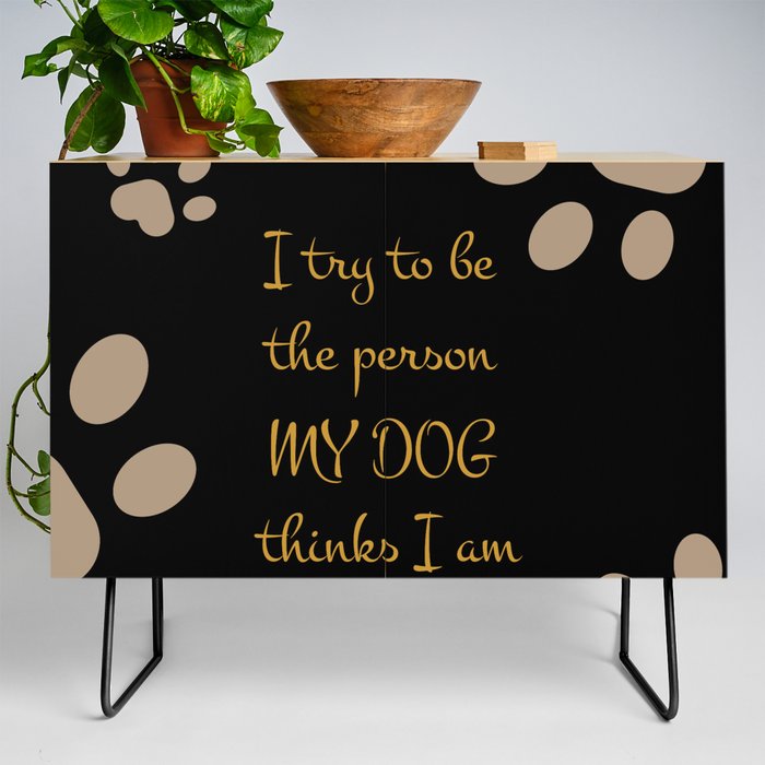 Dog Lover Dog Person Dog Mom Dog Dad Paws Black Yellow Gold Brown Beige Credenza