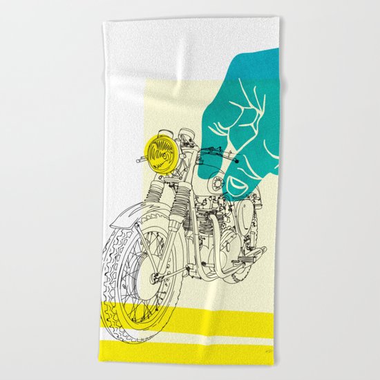 Vintage BSA Super Rocket Motorcycle Art Print Beach Towel